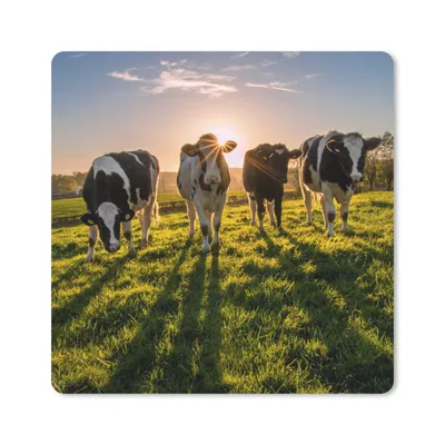 Produktbild von MuchoWow® Mauspad Mousepad Kuh - Sonne - Gras 20x20 cm - Mousepads - Maus Mat - Pad - Mausunterlage - Desk Mat - Bureauartikeln