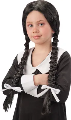 Immagine prodotto di Parrucca con due trecce per bambine Accessorio bianco e nero - Taglia unica