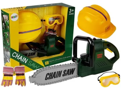Produktbild von Leantoys Werkzeugsatz, Säge mit Batterien, Helm, Handschuhe und Schutzbrille