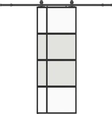 Obrázok produktu pre vidaXL Posuvné dvere s kovaním čierne 76x205 cm tvrdené sklo