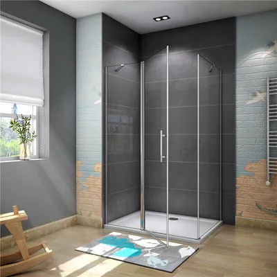 Produktbild von Duschtür X Seitenwand :100x80xH.195cm Eckig Duschkabinen 6mm NANO ESG-Glas eckdusche Drehtür Duschabtrennung Schwingtür