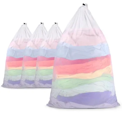 Productafbeelding van XXL waszak voor wasmachine, 4 stuks wasnetten met koordsluiting, 60x90 cm, geschikt voor dekens en knuffeldieren