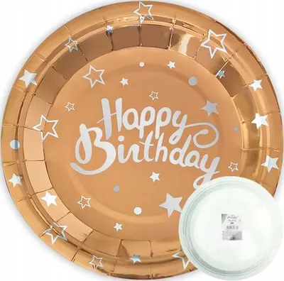 Image de Talerzyki na imprezę Urodzinową Miedziany Heppy Birthday 6szt Jednorazowe