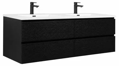 Immagine prodotto di Badplaats Set Mobili Bagno Angela 160 cm - Nero Effetto Legno - Mobile con Lavabo