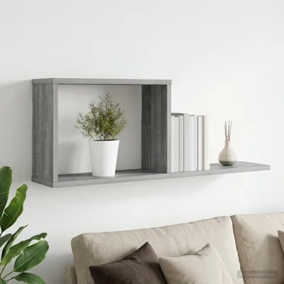 Imagen del producto de Estantería de pared Maison Exclusive, color gris Sonoma, 80 x 15 x 30 cm, fabricada en material de madera
