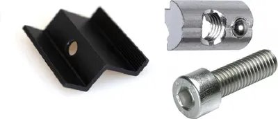 Produktbild von 1 x SET Endklemme Schwarz 30mm + Zylinderkopfschraube M8x20mm + Nutenstein mit Kugel 0% MwSt.