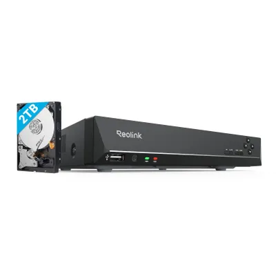 Zdjęcie produktu dla Reolink RLN8-410, rejestrator systemu monitoringu 8CH PoE NVR z dyskiem twardym 2 TB, nagrywanie 24/7 wewnątrz i na zewnątrz, do 8 domowych kamer bezpieczeństwa Reolink