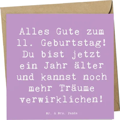Produktbild von Mr. & Mrs. Panda Grußkarte Spruch 11. Geburtstag - Lavendeltraum - Geschenk, anlasskarte, Feiertag, doppelkarte, Glückwunschkarte, Freude, Happy Birthday, individuell
