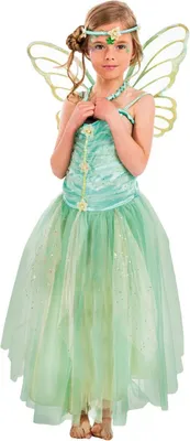 Fee Kostüm Elvina Kleid mit Flügel für Kinder Gr. 104-152 pastellgrün Elfe Märchen Fasching Karneval Mottoparty Kinderfasching Kindergeburtstag Sommerkleid