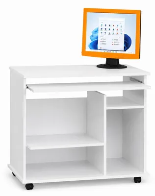 Produktbild von Computertisch weiss PC Tisch 90 x 50 cm Schreibtisch auf Rollen #529