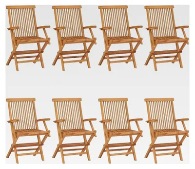 Produktbild von Gartenstühle 8 Stück Massivholz Teak Balkonmöbel Gartenmöbel Außensitzmöbel Wetterfest