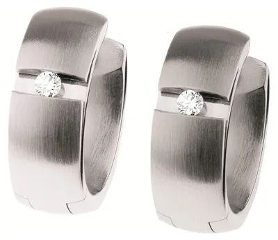 Produktbild von Ernstes Design Klappcreolen E492 Edelstahl mit Brillanten