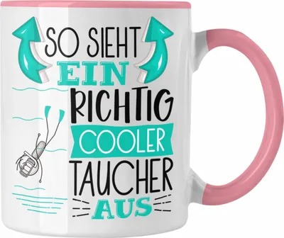 Produktbild von Trendation - Taucher Tasse Geschenk So Sieht Ein Richtig Cooler Taucher Aus Geschenkidee Spruch Lustig Becher (Rosa)