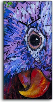 Produktbild von Küchenuhr Bürouhr Leinwand Uhr 30x60 Gemälde Abstrakte Tier Vogel Papagei Kunst - schwarze Hände