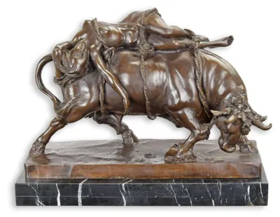 Produktbild von Bronzeskulptur von Europa und dem Stier Replikat Retro Design Dekoration