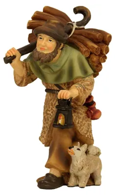 Produktbild von Krippenfigur Hirte mit Holz und Laterne für 9 cm Figuren