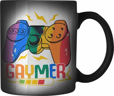 Produktbild von Trendation - LGBT Farbwechsel Zauber-Tasse Geschenk für Schwule Lesben Transgender Gaymer Regenbogen Lustige Grafik Regenbogen (Schwarz)