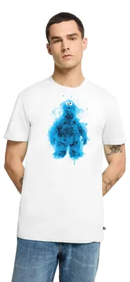 Produktbild von Spreadshirt Sesamstraße Krümelmonster Farbspritzer Männer Premium T-Shirt, L, Weiß