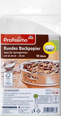 Immagine prodotto di Carta da forno rotonda Profissimo (26 cm x 28 cm), 10 fogli
