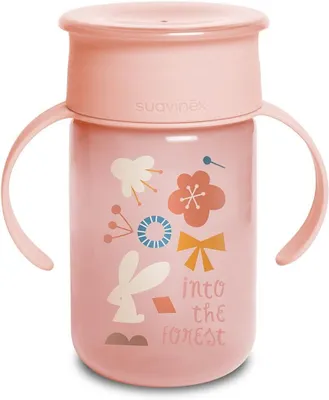 Zdjęcie produktu dla Kubek Niekapek Suavinex 360° Magic Cup – Pink Forest (340 ml)