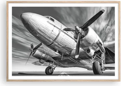 Produktbild von Gerahmtes Poster - Rahmen in heller Eiche - Flugzeug Retro Flugzeug - 100x70 cm - Wand Bild - Wanddeko - Wandbilder - Kunstposter - Wandposter - Bilderrahmen - Bilder - Kunstdruck - P2NAA100x70-4952