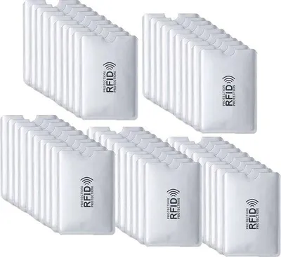 Produktbild von 50 Stück - RFID-Schutzhülle für Bankkarten - Kartenetui - Schutz für Bankkarten und Ausweise - Bankkarte - Schutzhülle für Ausweise - RFID-Blocker, schützend - RFID-Hüllen für Bankkarten - RFID-Blocker