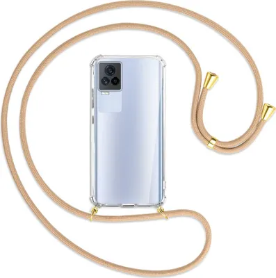 Produktbild von Handykette Backcover-Schutzhülle mit Band (Metall goldfarben) für vivo IQOO 7 - beige