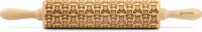 Image de Folkroll rouleau à pâte Nounours, grand, 43 cm, rouleau à pâtisserie, rouleau à gaufrer, motif, rouleau, bois de hêtre, 331453