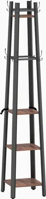 Produktbild von Freistehende Garderobe, 4 Ablagen, 8 Haken, Industriestil
