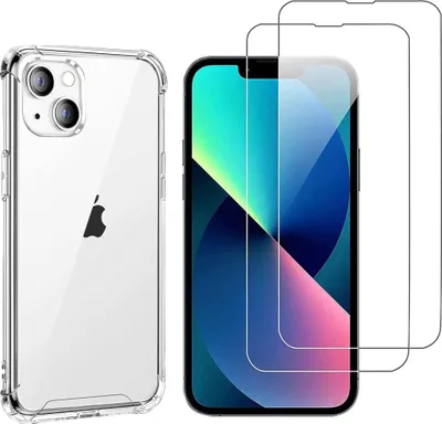 Image de Étui antichoc pour iPhone 14 PLUS et 2 protections d'écran en verre trempé Phonillico®
