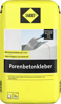 Produktbild von SAKRET Porenbetonkleber 10 kg für Porenbeton und Kalksandstein Innen und Außen