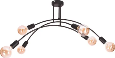 Zdjęcie produktu dla Lampa sufitowa ŁUK 6 Loft Czarna 6xE27 Nowoczesne metalowe oświetlenie do salonu i biura