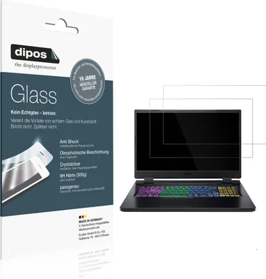 Produktbild von 2x Schutzfolie für Acer Nitro 5 Gaming AN517-55 - Anti-Shock 9H Folie dipos Glass Kunststoffglas