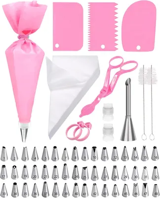 Produktbild von Torten-Dekorationsset 80-teilig, Spritzbeutel, Spritztüllen, zum Backen