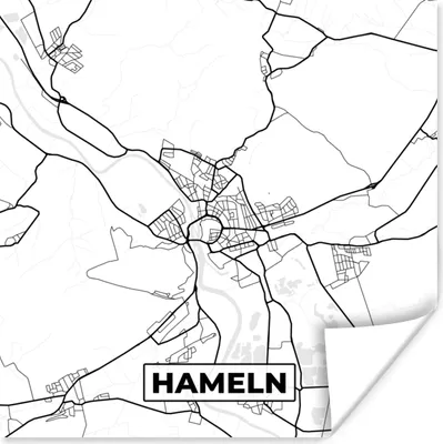 Produktbild von MuchoWow® Poster Karte - Hameln - Karte - Stadtplan 50x50 cm - Wohnzimmerdekoration