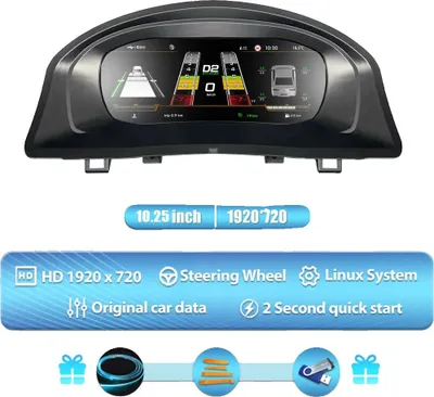 Obrázek produktu pro Digitální přístrojová deska, kompatibilní s vozy VW Golf 5 (2004–2008), 10,25palcový HD IPS displej, podpora více jazyků, pro Golf 5 (2004–2008)