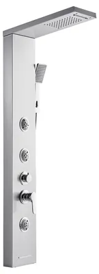 Immagine prodotto di Sistema a torre per pannelli doccia VEVOR (5 in 1) con soffione a pioggia, colonna doccia in acciaio inox (1345 mm), sistema di massaggio a pioggia per montaggio a parete, con doccetta e bocca da bagno e 3 getti per il corpo