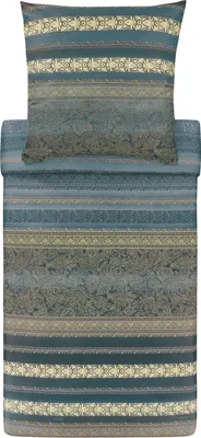 Produktbild von Bassetti Mako-Satin Bettwäsche 135x200 Ispica G2 argento grau Streifen Ornamente