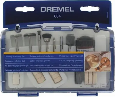 Obrázek produktu pro DREMEL 684 Čisticí a lešticí sada, 20dílná, příslušenství pro multifunkční nářadí, včetně úložného boxu