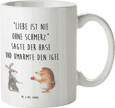Produktbild von Mr. & Mrs. Panda Trinklernbecher Hase Igel - Weiß - Geschenk, Haferl, Liebe Spruch, Plastikbecher, Kindertasse, Reisebecher, und, Trösten, Herzschmerz, Tiere, Pott