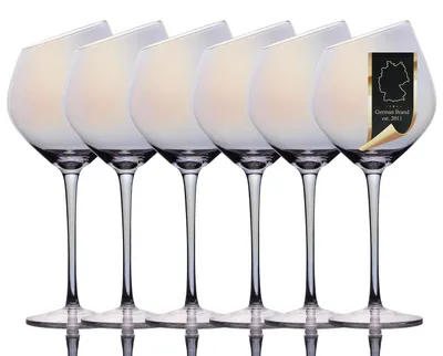 Produktbild von Intirilife 6x Wein Glas mit moderner Kante - 470 ml Füllmenge und Regenbogen Schimmer - Rotwein Glas Kelch Spülmaschinenfest Kristallglas stoßfest