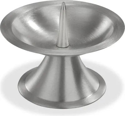 Produktbild von INNA-Glas Messing Kerzenständer OLIVERIO mit Dorn, für Kerzen Ø5-6 cm, vernickelt, matt gebürstet, Silber, 5 cm, Ø9 cm - Kerzen Halter