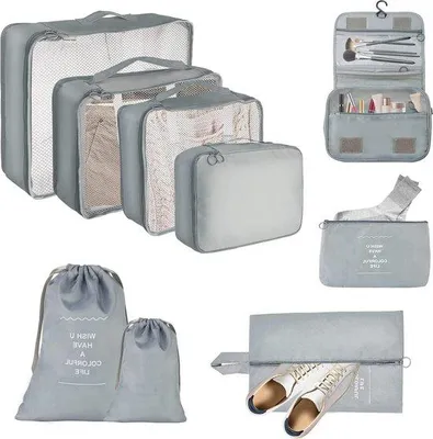 Produktbild von Famanu Koffer Organizer Set 9-teilig - Reiseaccessoires in Grau