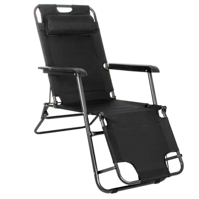 Produktbild von Springos® Gartenliege Klappbar Zero Gravity – Relaxsessel 2in1, Verstellbar, Schwarz, bis 120 kg