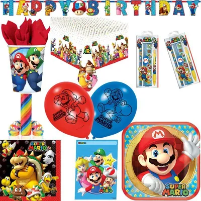 Produktbild von Super Mario Kindergeburtstag Party Deko Set Geburtstag Partyset XXL