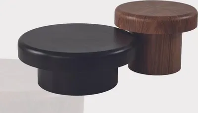 Produktbild von Designer Rundtisch Set Braun-Schwarzer Kaffeetisch Wohnzimmertisch