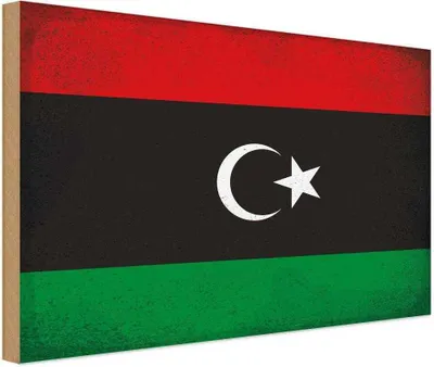Produktbild von vianmo Holzschild 30x40 cm Libyen Libya Flagge Fahne Wappen