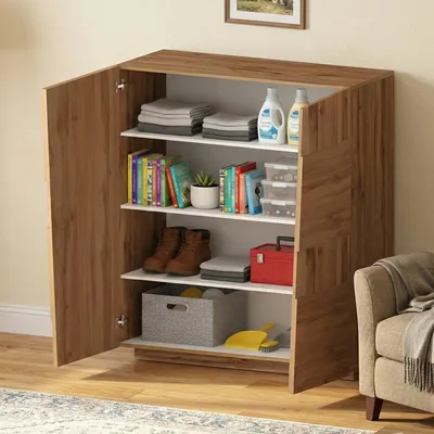 Produktbild von Mehrzweckgarderobe 2-türiger Ddescigli, Multifunktionsschrank, 2-türiger Schrank, 120x44h126 cm, Eiche
