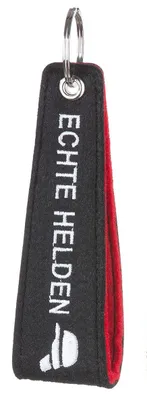Produktbild von 1 Filz Schlüsselanhänger " Echte Helden", schwarz-rot, Feuerwehr