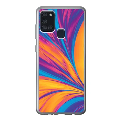Produktbild von MuchoWow® Handyhülle Schutzhülle Hülle für Samsung Galaxy A21s Federn - Regenbogen - Neon - Abstrakt Silikon Softcase Handy Hülle - Hartschale